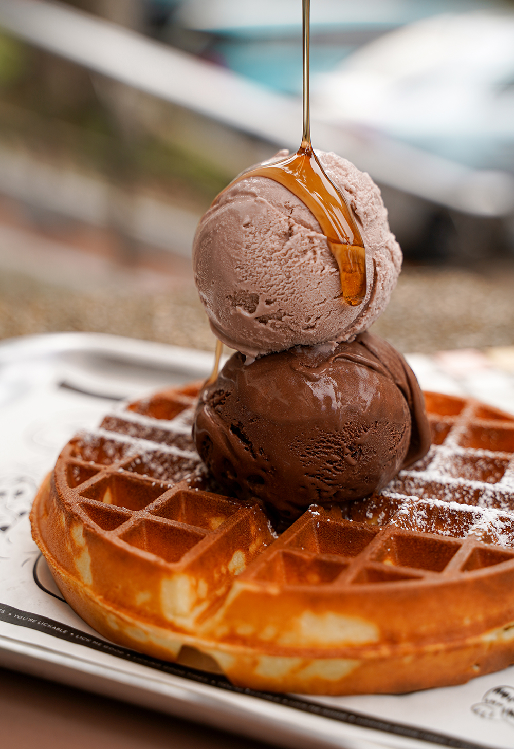 Waffle and ice cream from Lickers, Singapore